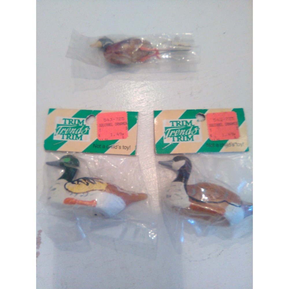 2 Trim Trends Goose Ornaments + Small Duck For Crafts